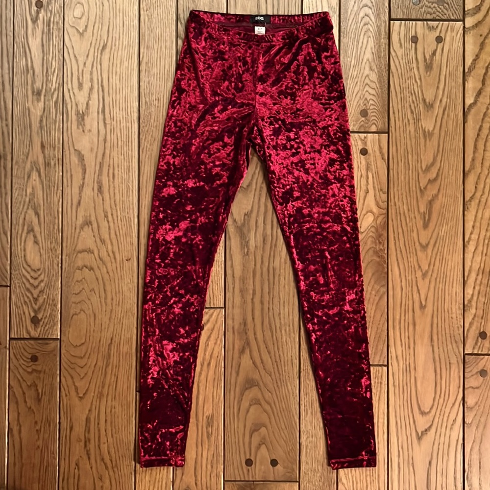 Urban Outfitters BDG Red Crushed Velvet Stretch Leggings. Size Small.